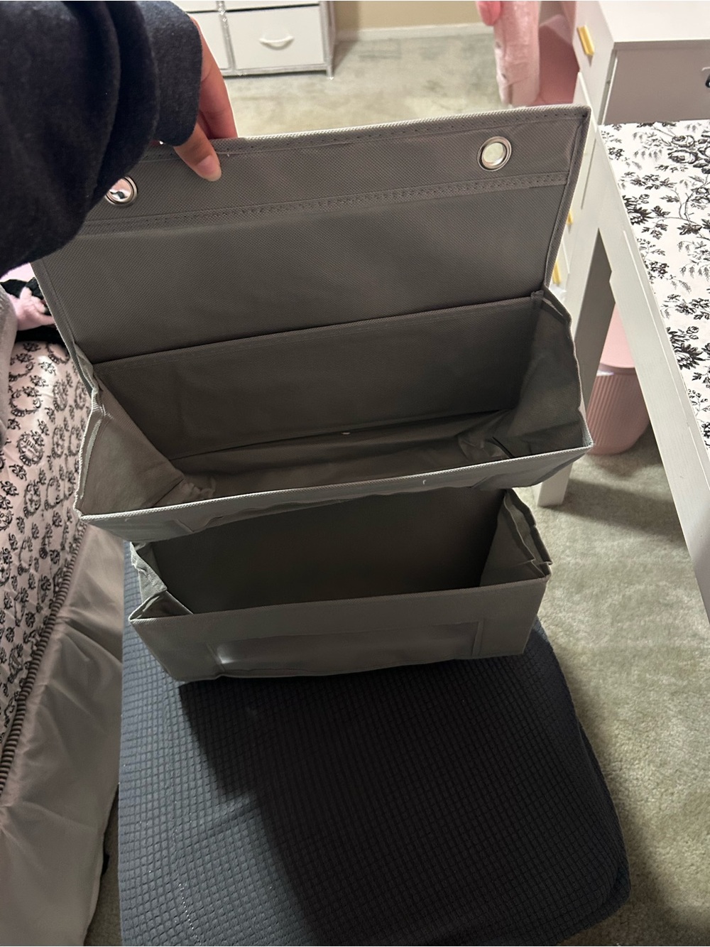 Gray Fabric Hanging Storage Organizer - Space-Saving Home Storage - Picture 2 of 4